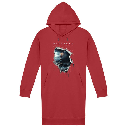 Robe Sweat Bretagne : Ouverture sur un phare breton mer déchainée