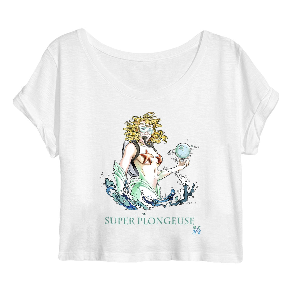 T-shirt plongée Femme, Crop top bio : Super Plongeuse