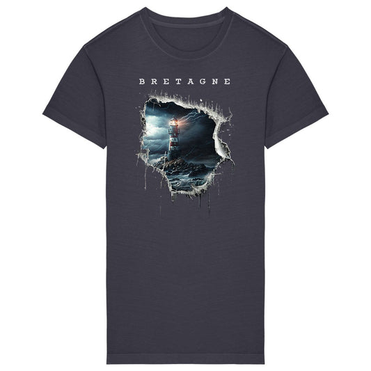 Robe T-shirt bretonne:Ouverture sur un phare breton mer déchainée