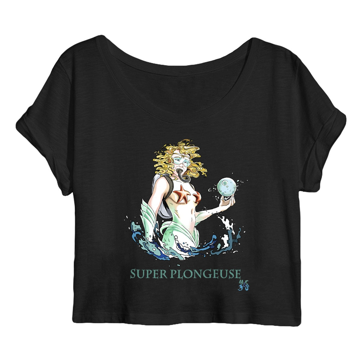 T-shirt plongée Femme, Crop top bio : Super Plongeuse