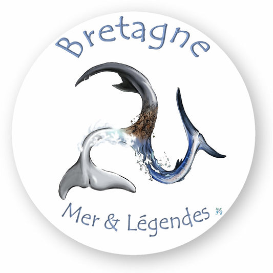 Autocollant rond Bretagne mer et Légende triskell marin